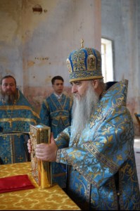 Божественная литургия в храме в честь Покрова Пресвятой Богородицы села Сокур Татищевского района