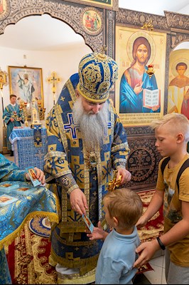 Божественная литургия в храме в честь Владимирской иконы Божией Матери с. Багаевка