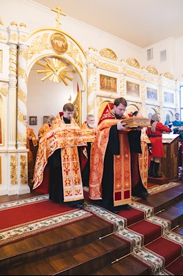 В Серафимовском храме Саратова встретили ковчег с частицей мощей святого великомученика Пантелеимона