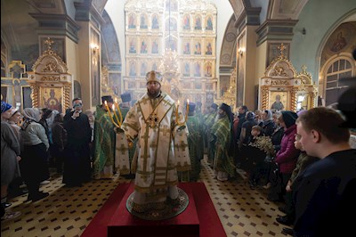 Митрополит Игнатий совершил Божественную литургию в Свято-Троицком кафедральном соборе г. Покровска (Энгельса)