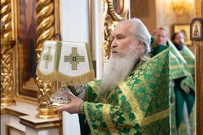 Митрополит Игнатий совершил Божественную литургию в Свято-Троицком кафедральном соборе г. Покровска (Энгельса)