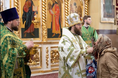Митрополит Игнатий совершил Божественную литургию в Свято-Троицком кафедральном соборе г. Покровска (Энгельса)