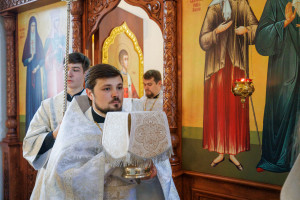 Митрополит Игнатий совершил Божественную литургию в храме в честь Нерукотворного Образа Спасителя г. Саратова