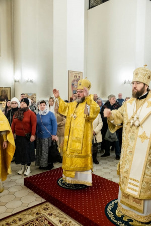Архиереи Саратовской митрополии совершили Божественную литургию в соборном храме святителя Спиридона Тримифунтского г. Саратова