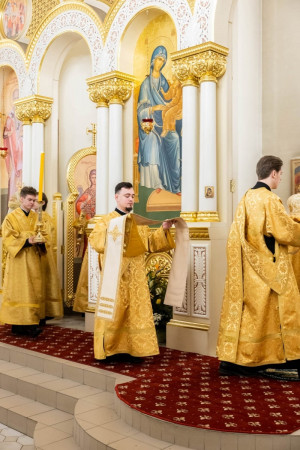 Архиереи Саратовской митрополии совершили Божественную литургию в соборном храме святителя Спиридона Тримифунтского г. Саратова
