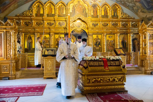 Митрополит Игнатий совершил вечерню в соединении с Крещальной литургией в Свято-Троицком кафедральном соборе г. Саратова