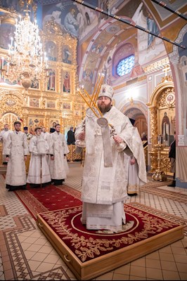 Митрополит Игнатий совершил великую вечерню в соединении с Литургией святителя Василия Великого в Свято-Троицком соборе г. Саратова