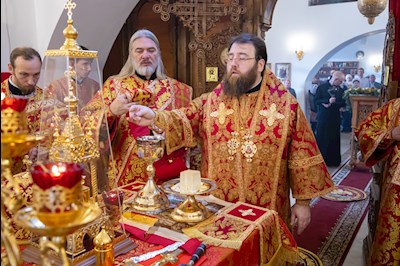 Митрополит Игнатий совершил Божественную литургию в храме святых бессребреников и чудотворцев Космы и Дамиана г. Саратова