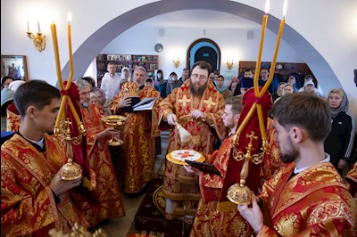 Митрополит Игнатий совершил Божественную литургию в храме святых бессребреников и чудотворцев Космы и Дамиана г. Саратова