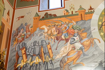 Архиереи Саратовской митрополии совершили Великое освящение храма великомученика Георгия Победоносца г. Покровска (Энгельса) и Божественную литургию в новоосвященном храме