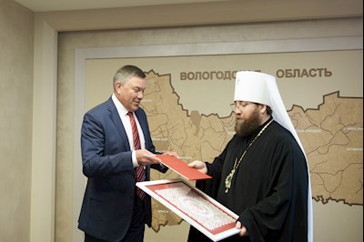 Митрополит Саратовский и Вольский Игнатий представил Губернатору Вологодской области назначенного на Вологодскую кафедру митрополита Савву