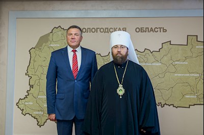Митрополит Саратовский и Вольский Игнатий представил Губернатору Вологодской области назначенного на Вологодскую кафедру митрополита Савву