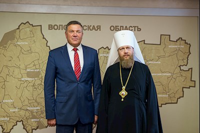 Митрополит Саратовский и Вольский Игнатий представил Губернатору Вологодской области назначенного на Вологодскую кафедру митрополита Савву
