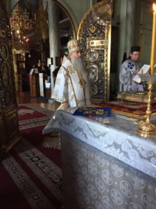 Митрополит Лонгин совершил Литургию в русском на Афоне Пантелеимоновом монастыре