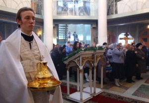 Божественная литургия в храме в честь Всех Святых, в земле Российской просиявших г. Саратова