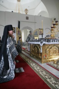 Литургия Преждеосвященных Даров в Свято-Никольском мужском монастыре Саратова