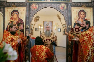 Божественная литургия в храме в честь Владимирской иконы Божией Матери с. Багаевка Саратовского района