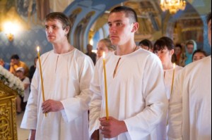 Крещальная Литургия в Свято-Троицком соборе Саратова