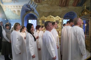 В день Навечерия Богоявления в Свято-Троицком соборе совершена Крещальная литургия