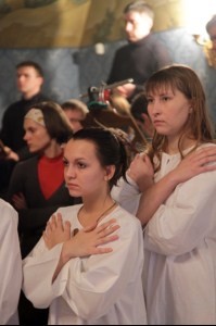 Крещальная Литургия в Свято-Троицком соборе Саратова